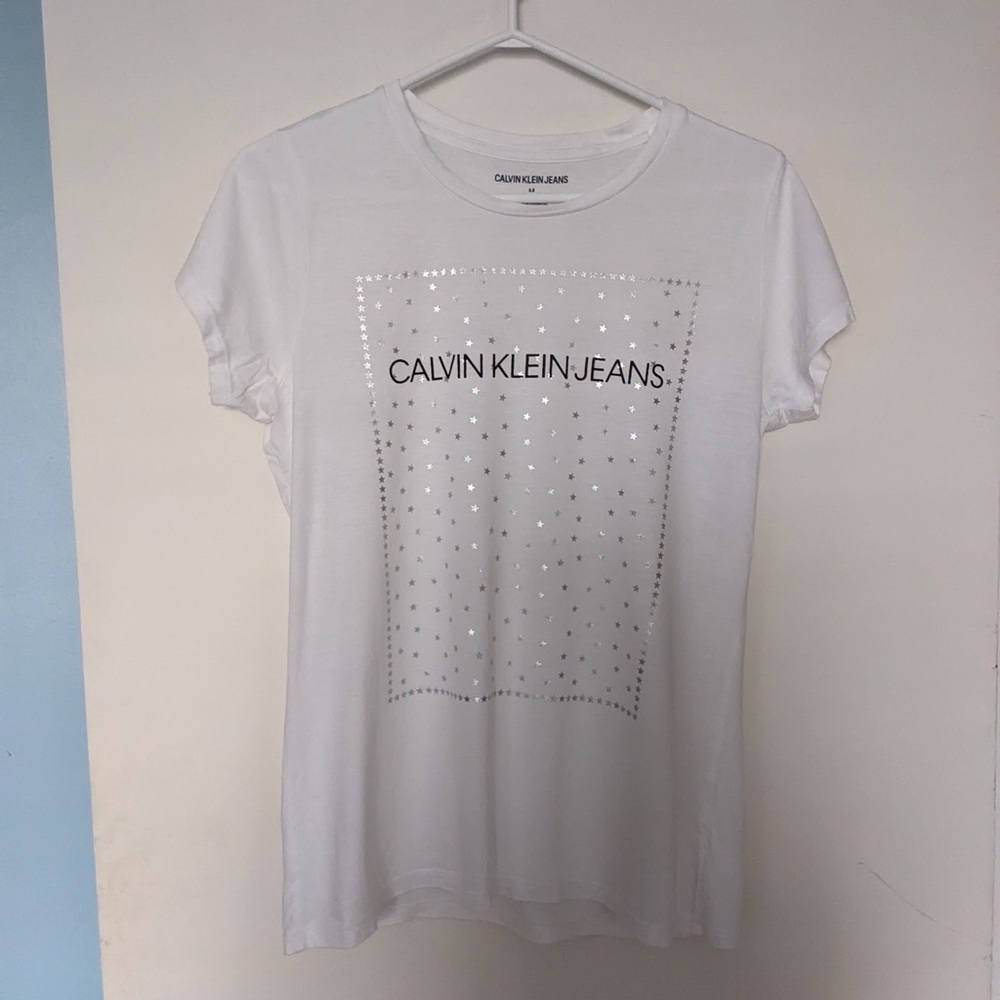 Calvin Klein Jeans Silver Accented White Tee